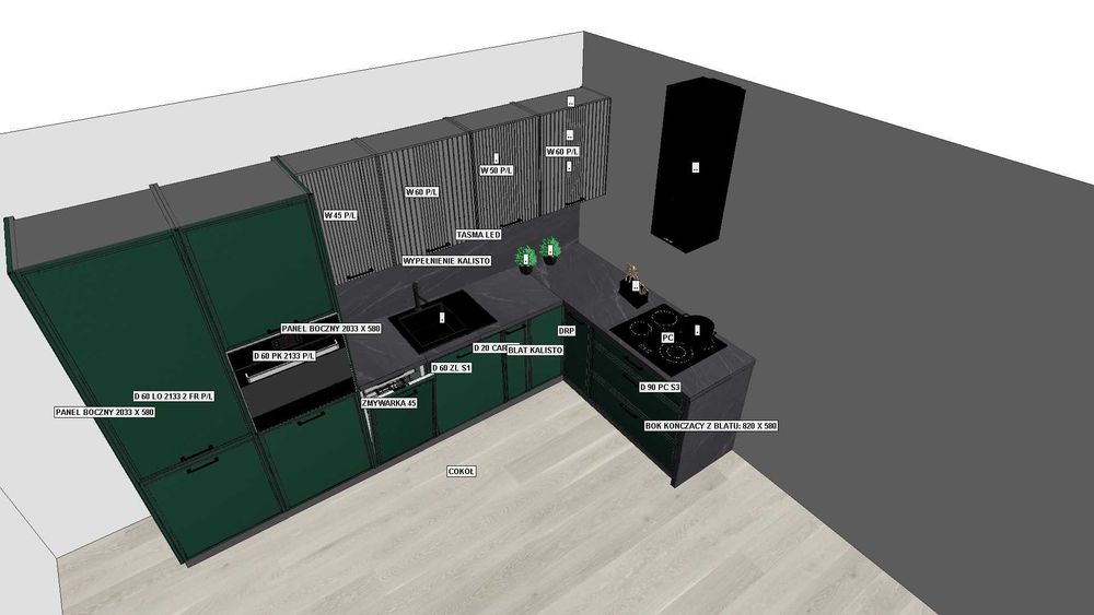 Zestaw mebli kuchennych zielony wyprzedaż