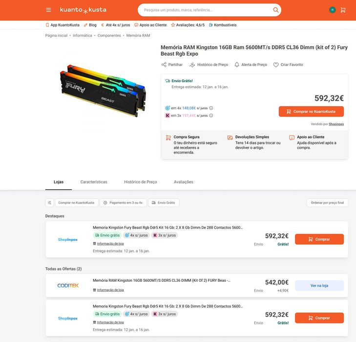 Kingston FURY Beast RGB EXPO KIT 2 x DDR5, 16GB até 5800 MHz