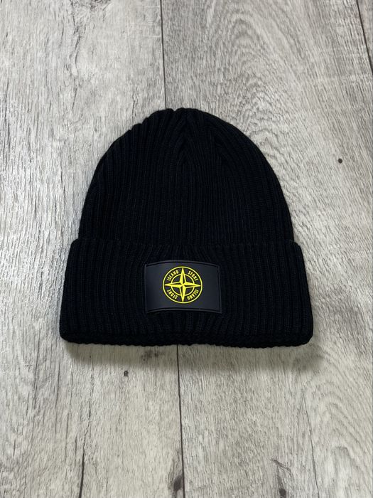 Stone Island шапка S размер вязаная демисезонная черная