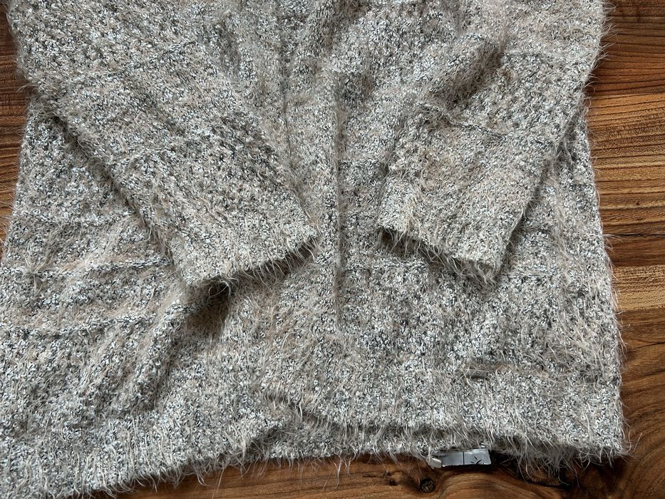 Kardigan  alpaka sweter oversize beżowy melanż  damski