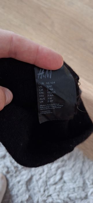 H&m 98/104 rajstopy czarne bez stóp unisex chłopiec dziewczynka