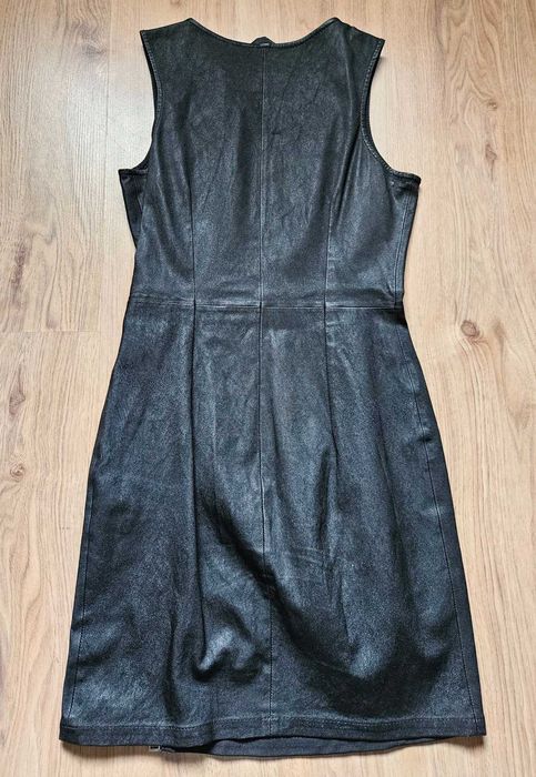 Sukienka skórzana Diesel skóra naturalna mała czarna stretch leather
