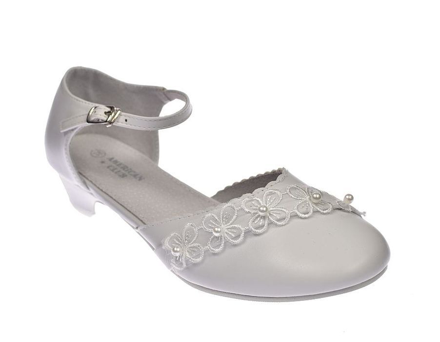 Buty komunijne białe balerinki obcas dziewczęce 42/24 roz. 36
