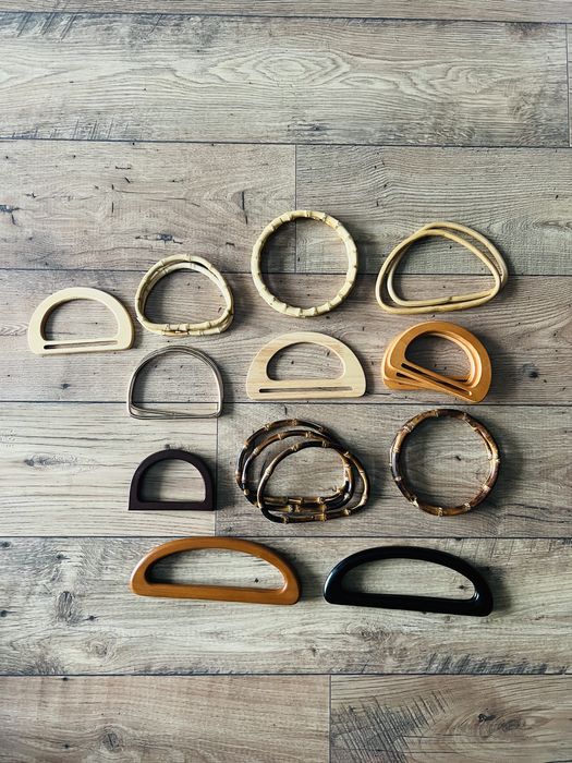 Nowe Drewniane rączki do torebek ze sznurka okrągłe bambusowe podłużne