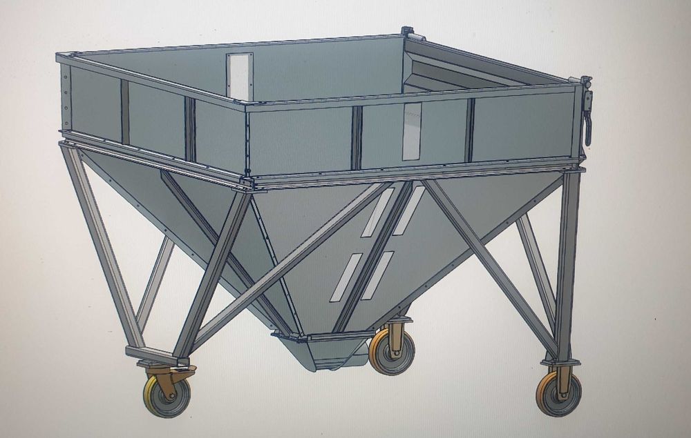 Kosz zasypowy do śrutownika zboża na 3 kołach