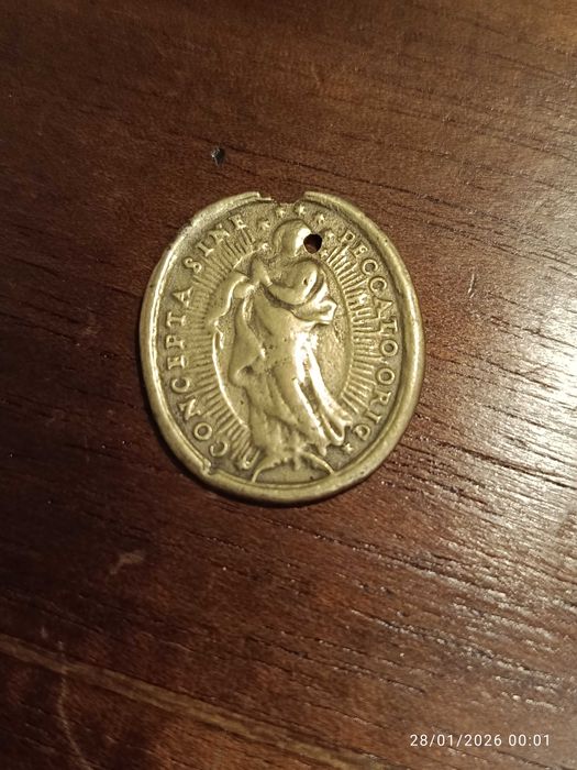 Medalha Verônica Itália séc XVII 3 cm Arte Sacra