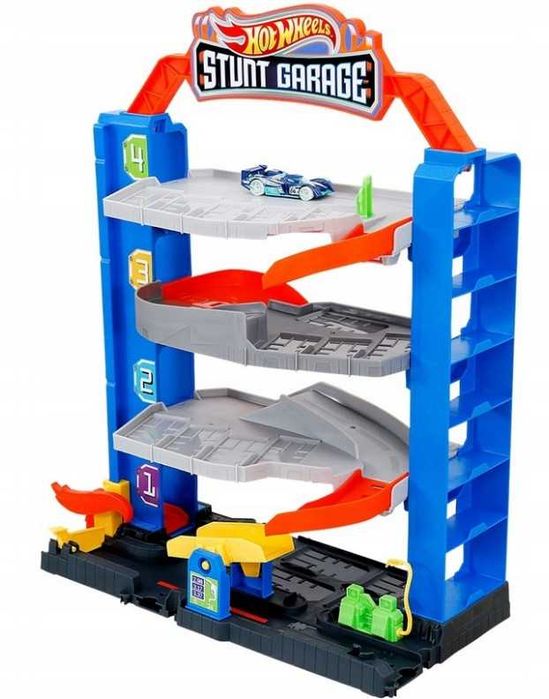 Zestaw Hot Wheels dla Dzieci Garaż Zakręcony Parking z Windą + Autko