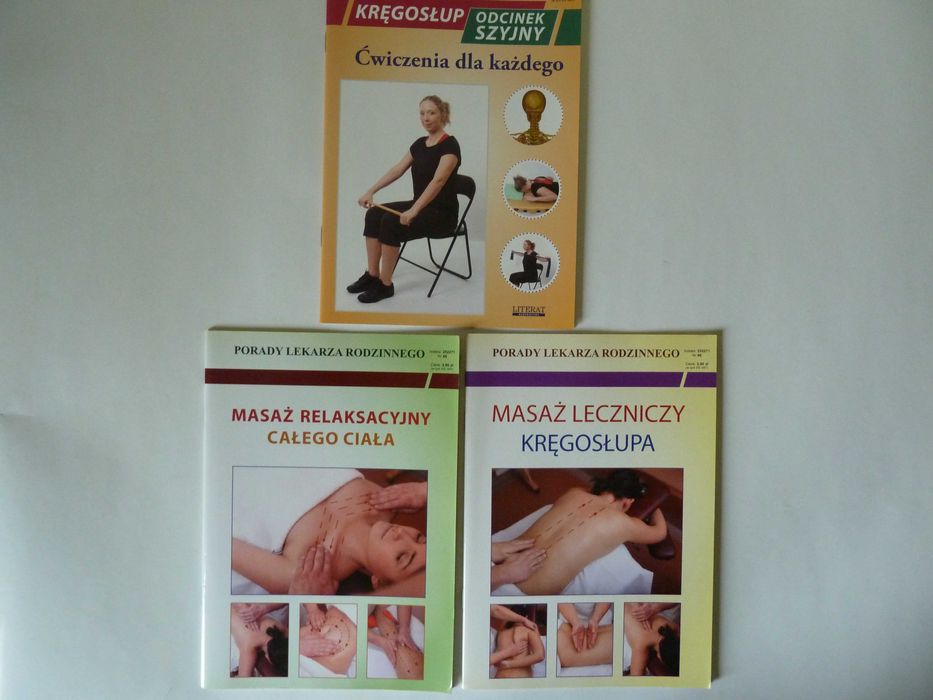 Ćwiczenia  kręgosłupa, Masaż  leczniczy całego ciała, kręgosłupa.3szt.