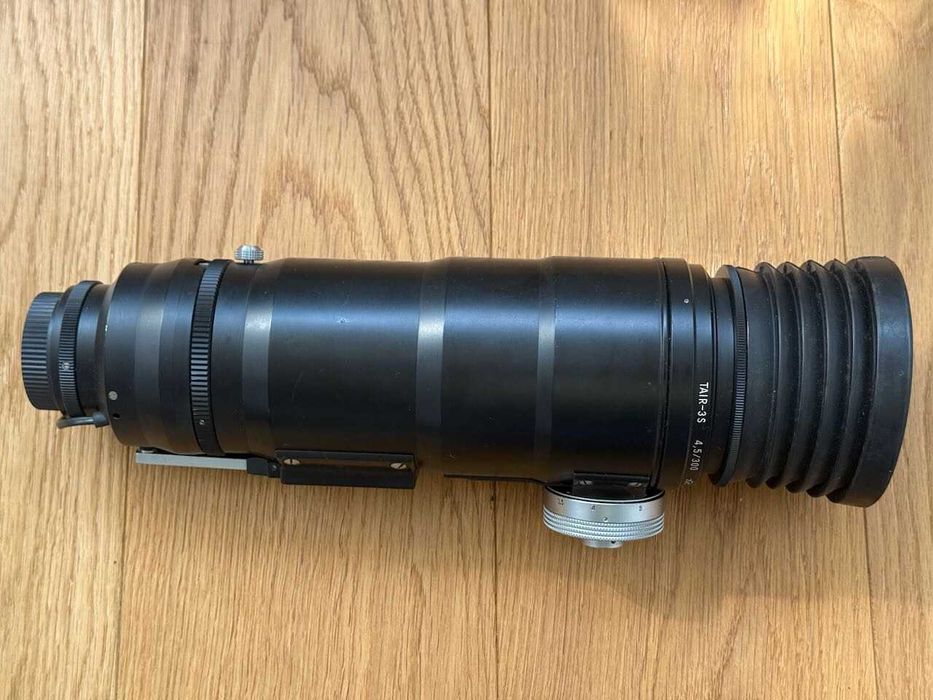 Aparat Zenit 12S Snajper obiektywy Tair-3S 4,5-300 i Helios 44M-4, dodatki