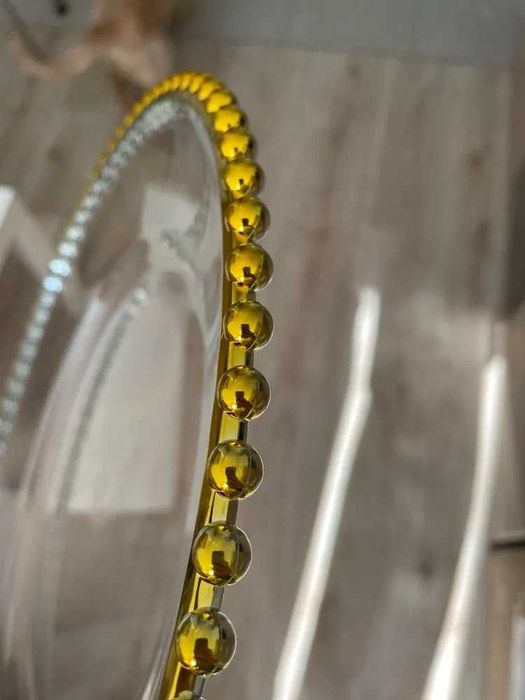 Piękny z kuleczkami Przezroczysty Transparentny Podtalerze Złote/Złoty