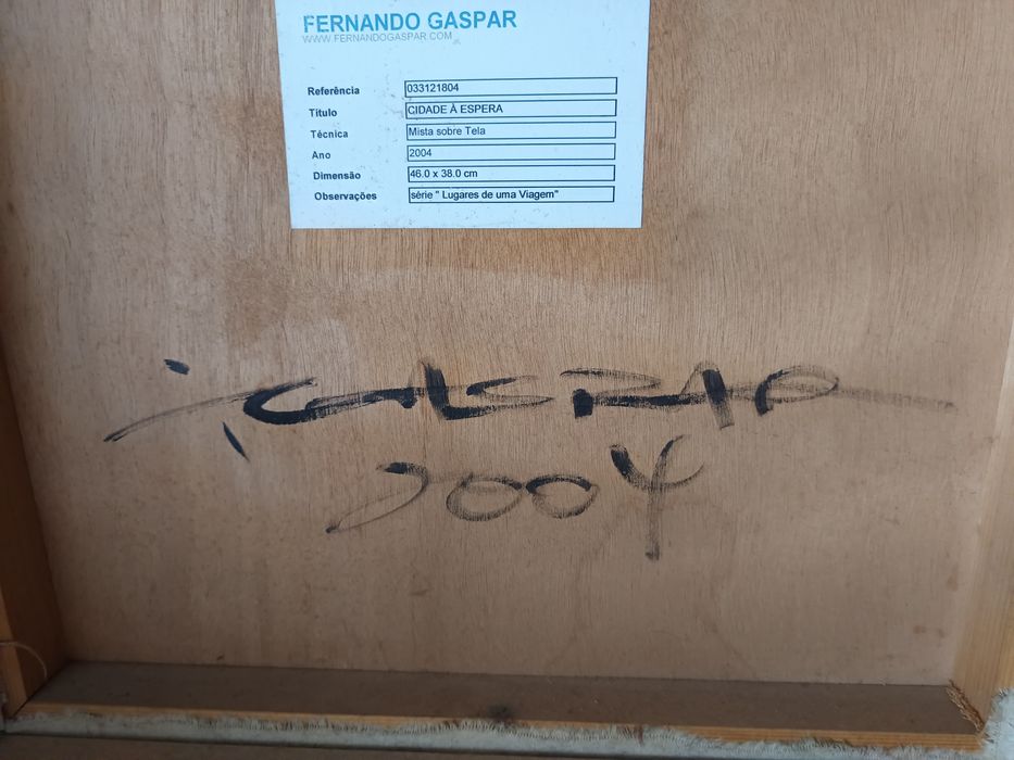 Fernando Gaspar - quadro pintura em acrílico  técnica mista sobre madeira carvalho  - 2004