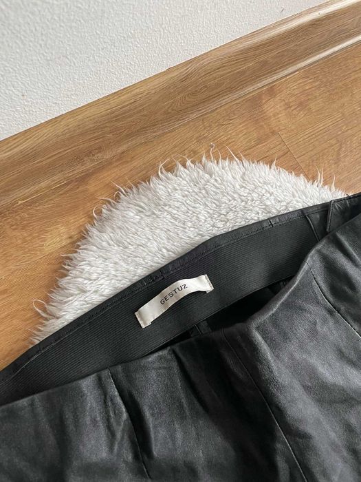 Gestuz spodnie skórzane wysoki stan 42 xl czarne