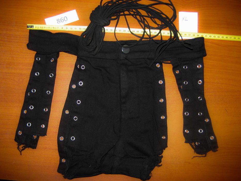 Szorty Czarne Spodenki Damskie Na Lato Seksowne Sexy Dżins wiązane XL