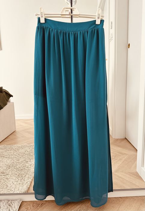 Orsay maxi długa spódnica dwuwarstwowa tiulowa turkusowa 32 34