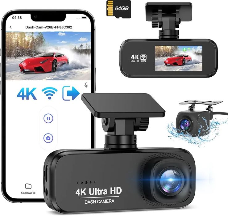 Відеореєстратор Dash Cam V26B WiFi дві камери 4K  і 1080P
