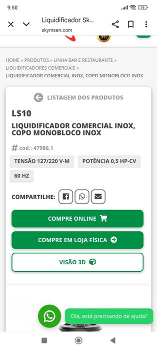 Liquidificador industrial baixa rotação 10litros Skynsem