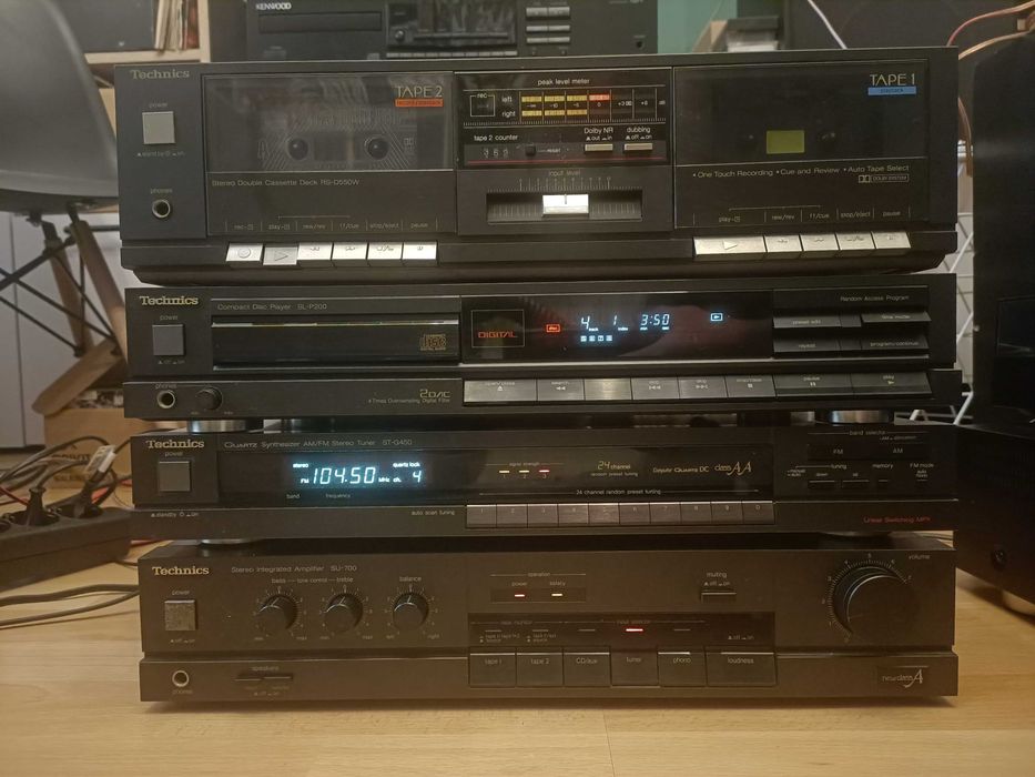 Wieża Technics SU-700, ST-G450, SL-P200, RS-D550W + gramofon SL-J110R