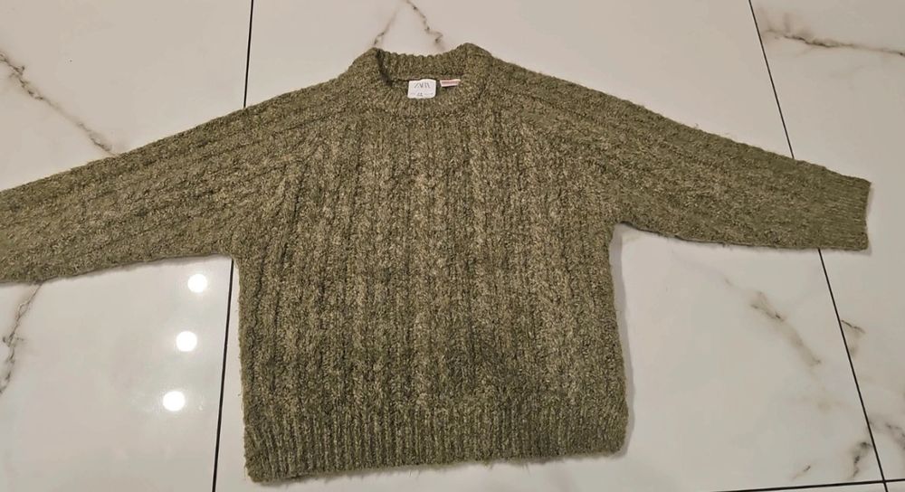 Zara sweterek zielony khaki oliwkowy 104 rozporki