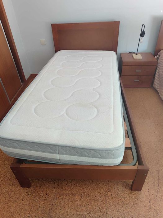 Cama Solteiro C/ Colchão l Madeira Maciça I 195X95CM