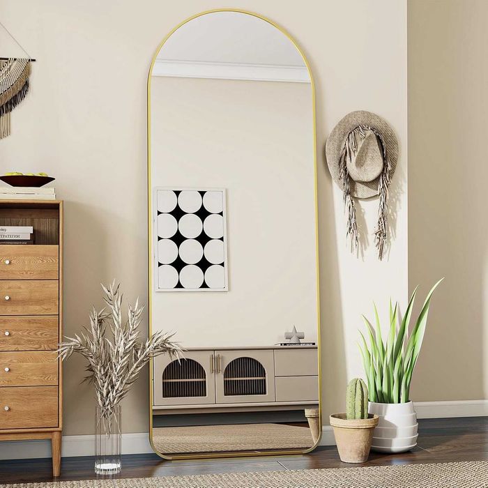 Nowe lustro / lusterko / stojące / półokrągłe / złote / 163x53 / R80!