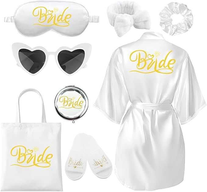 Zestaw szlafrok satynowy Panny Młodej wesele wieczór panieński nowy L