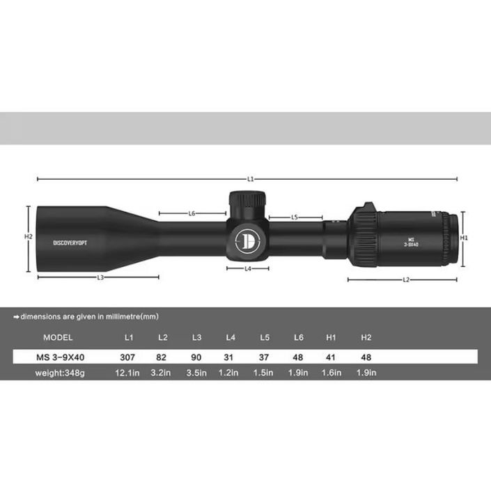 Оптичний приціл Discovery Optics MS 3-9x40 IR з підсвіткою прицільноі