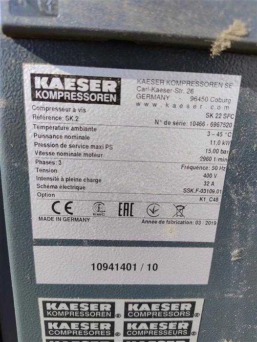 Sprężarka śrubowa,kompresor Kaeser SK22SFC,11KW,FALOWNIK