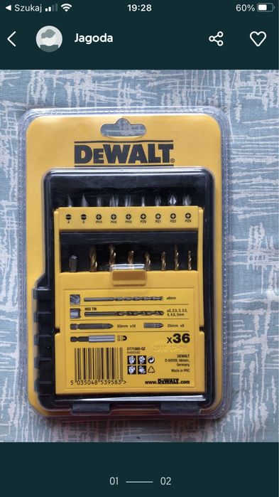Bity wiertła dewalt 36 sztuk to co na zdjęciu. Nowe.