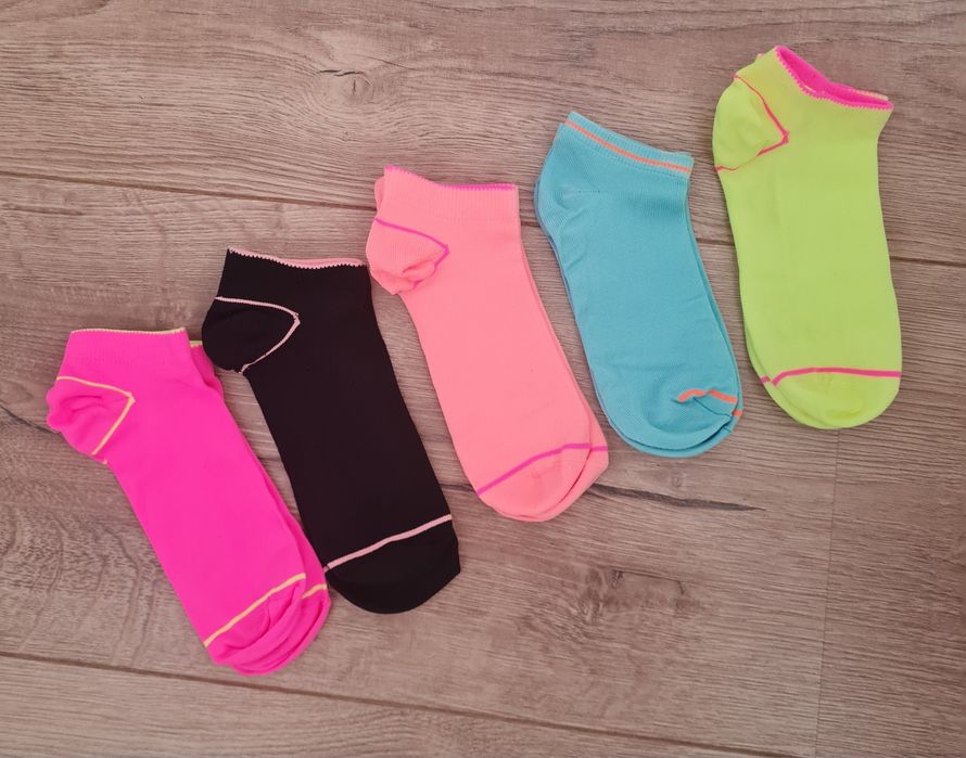F&F Skarpetki sportowe krótkie 5 par neon Rozmiar 35-38 Nowe