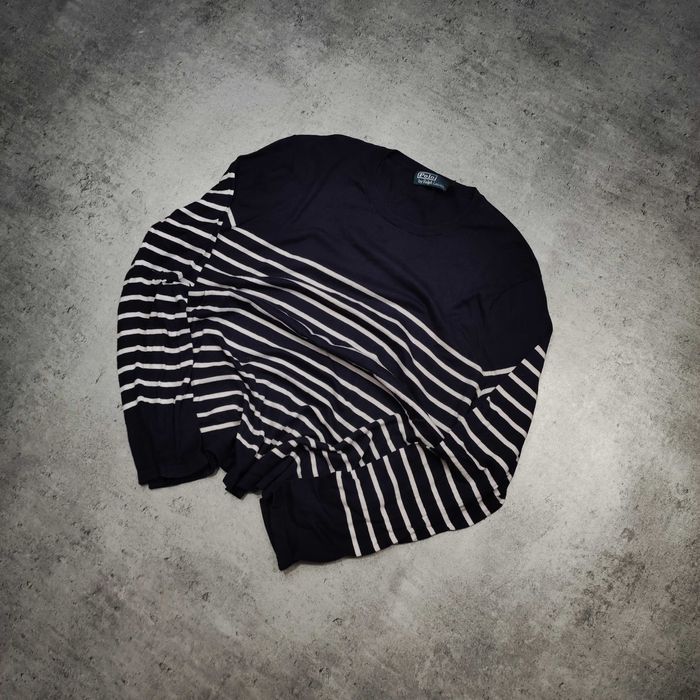 MĘSKI Sweter Elegancki Paski Cienki Lekki Polo Ralph Lauren Pima Coton