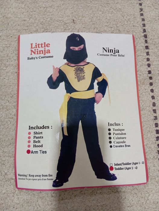 Fato de carnaval Ninja tamanho 3/4 Anos