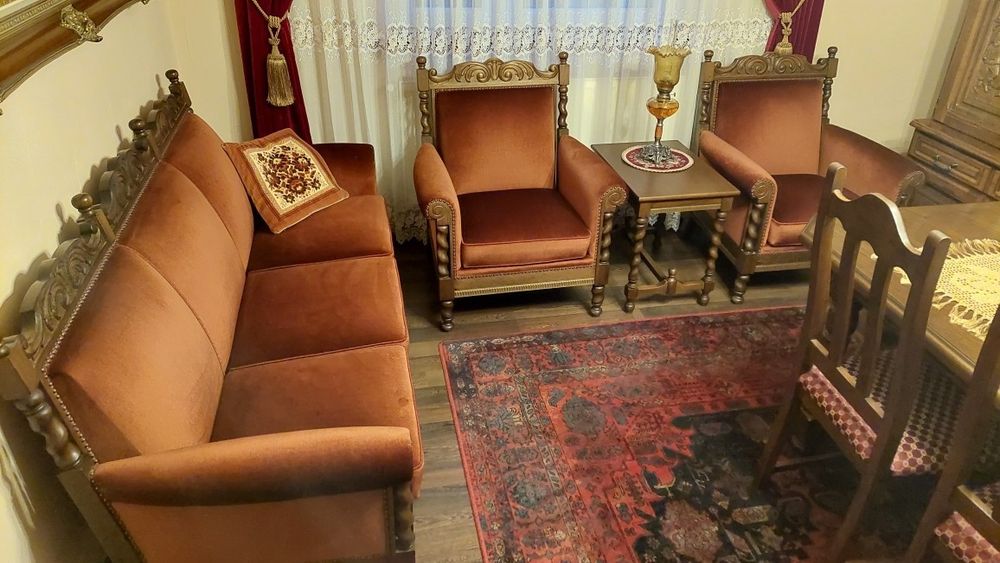 Stylowy komplet wypoczynkowy  welur / plusz