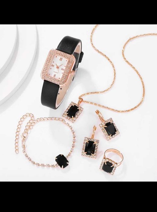 Жіночий подарунок комплект Годинник  біжутерія сережки кольє