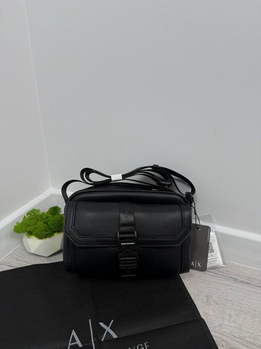 Чоловіча сумка Armani Exchange чорна Барсетка армані ексчейндж Сумка через плече A | X