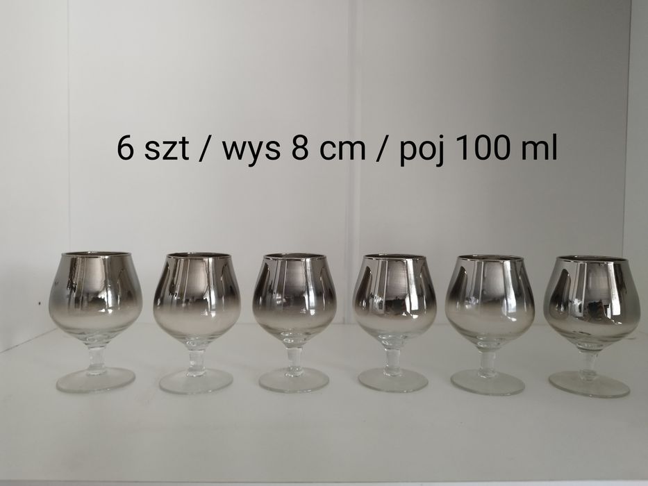 Szkło platynowe PRL / Zestaw "B" /Szklanki, kieliszki - 34 elem