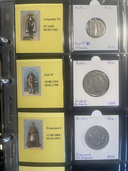 Moedas Imperio Austro-Hungaro prata (44 moedas)