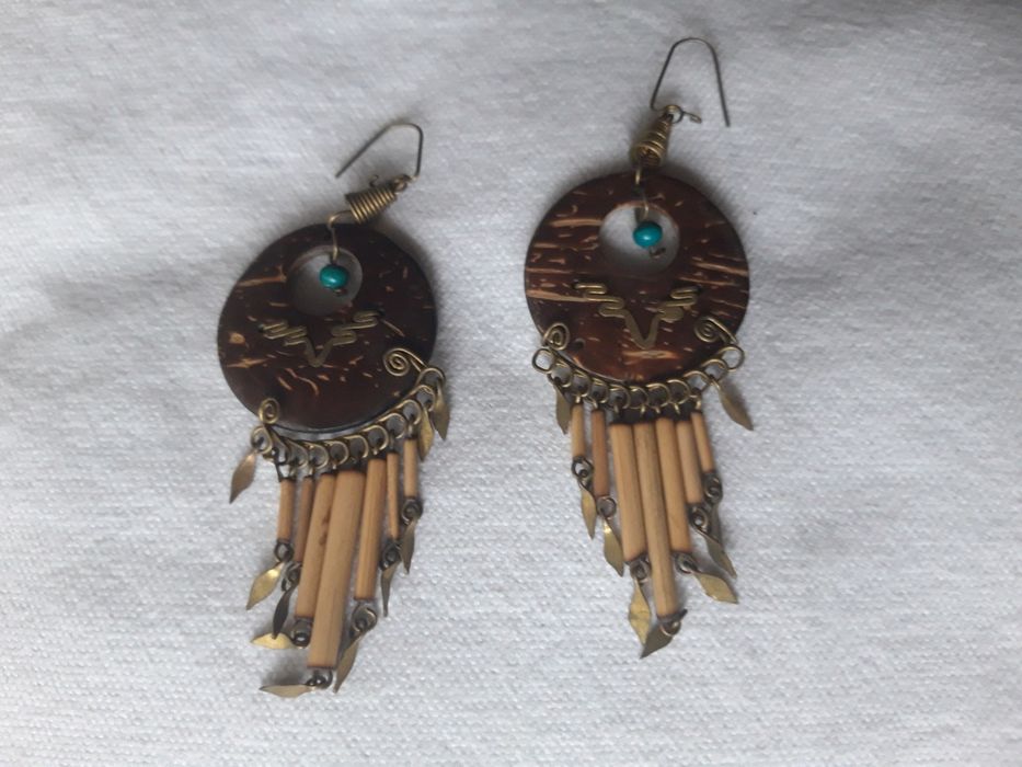 Nowe kolczyki, brązowo-niebieskie