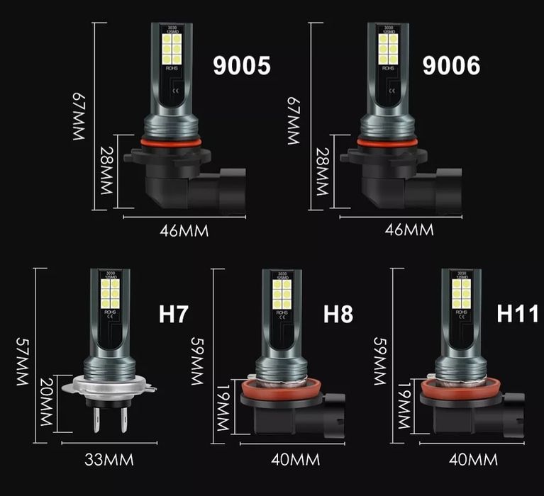 Kit 2 lampadas Led Nevoeiro H8 H11 HB4 9006 HB3 9005 novo