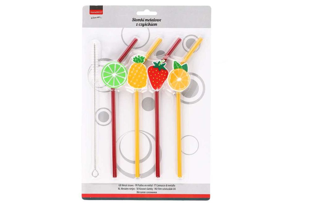 Słomki metalowe 4szt z czyścikiem