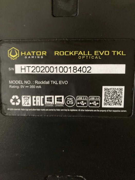 Клавіатура Hator Rockfall Evo TKL