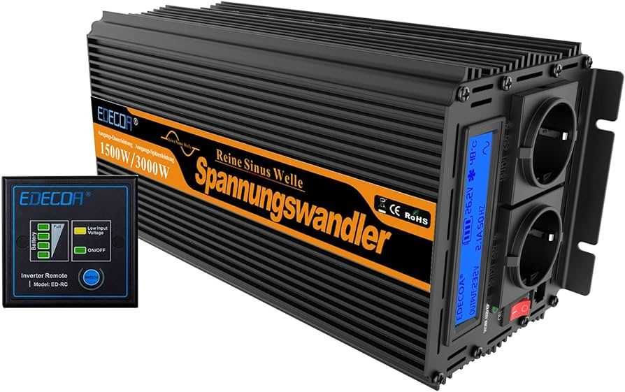 Inversor 12V/24V-220V Onda Pura 1500W Novo p/ Autocaravana/Camião