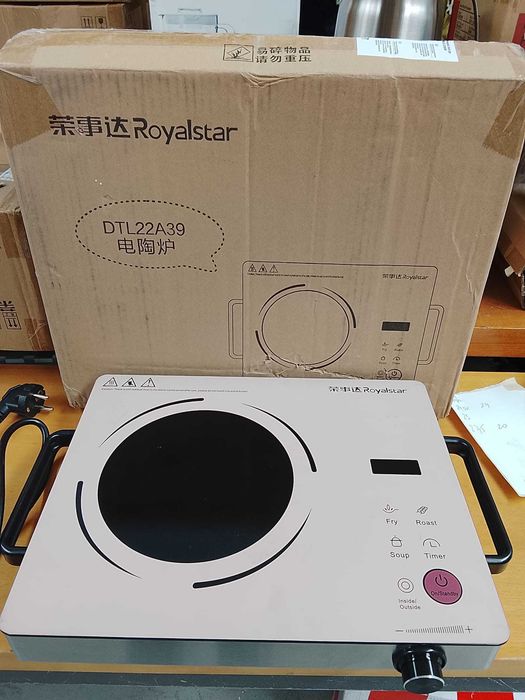 Fogão Elétrico de Cerâmica Royalstar 2200W – Controle Duplo (Touch e Botão Giratório) – Compatível com Todos os Tipos de Panelas