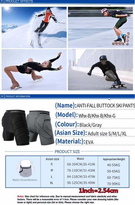 Spodenki ochronne na narty i snowboard, rozmiar M