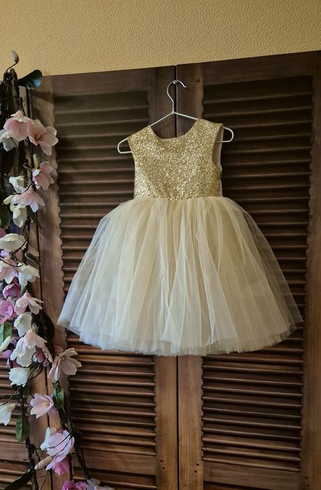 Блискуче золоте плаття 86-92, дитяча сукня платье деское нарядное