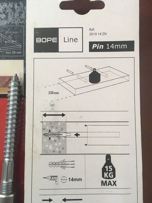 1 suporte/fixação prateleiras invisiveis 15Kg