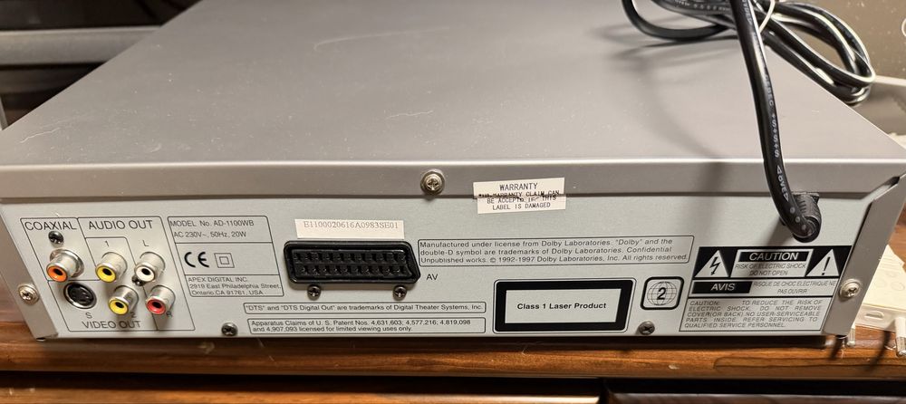 Leitor APEX AD-1100WB DVD/CD/MP3