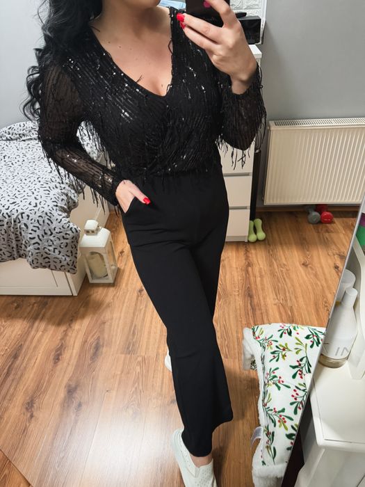 Czarny elegancki damski kombinezon S/M