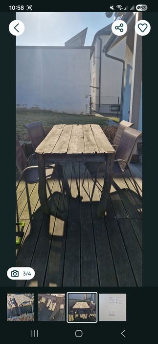 Stół 100% dąb i 4 krzesła handmade na lata