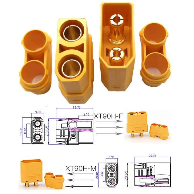 Роз'єм для акумуляторів xt90 90а комплект
