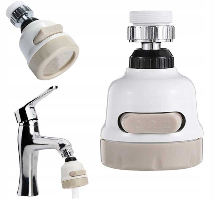 Perlator adapter na baterię do kranu 3w1 Obrotowy Napowietrzacz